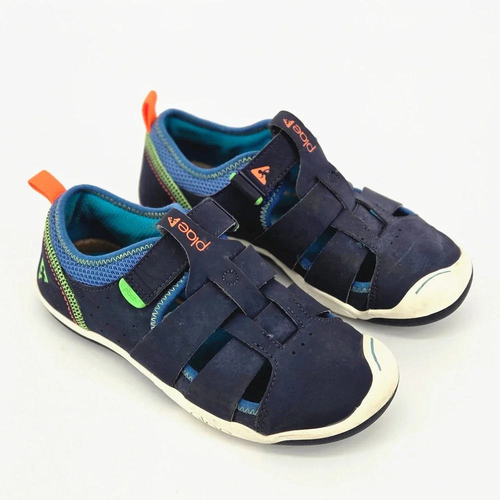 PLAE Sam 2.0 Kids Size 3 Navy Blue Leather Wide Toe Box Waterproof Camp Sandals